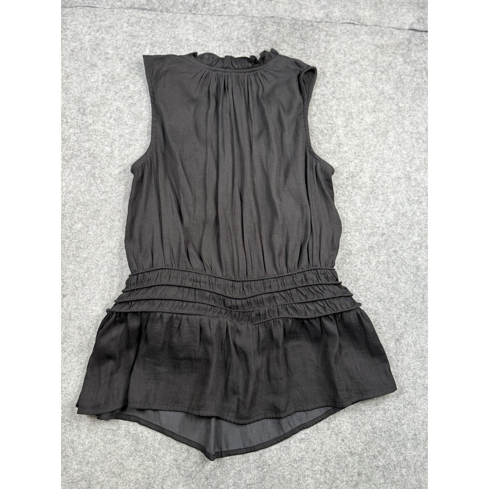 White House Black Market Women's Small Black Ruffle Peplum Sleeveless Blouse - Picture 9 of 9